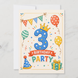 Personalised Colourful 3rd Birthday Party Fun