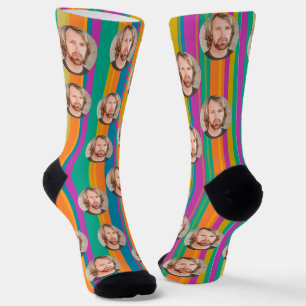Personalised colourful and funny photo pattern socks