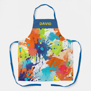 Personalised Colourful Artist Paint Splash  Apron