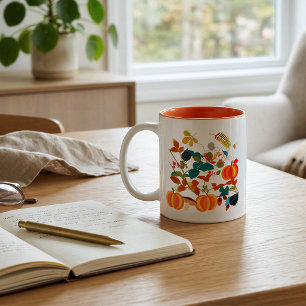 Personalised Colourful Autumn Harvest Foliage Two-Tone Coffee Mug