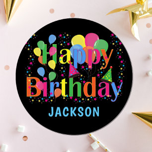 Personalised Colourful Balloons HAPPY BIRTHDAY Paper Plate