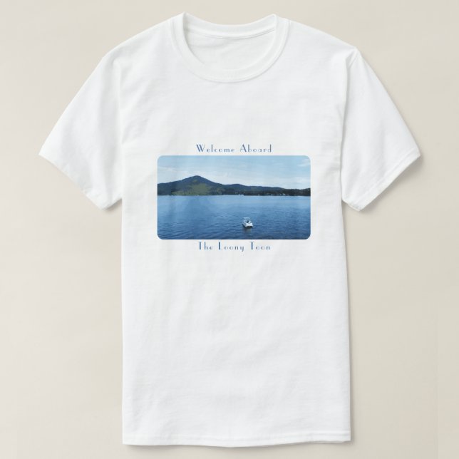 Personalised Colourful Boat Apparel Pontoon Lake T-Shirt (Design Front)
