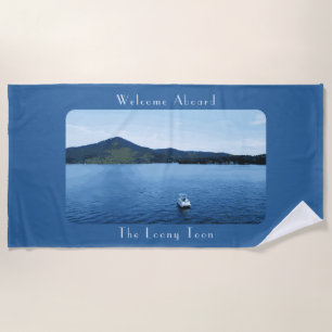 Personalised Colourful Boat Decor Pontoon Lake Beach Towel