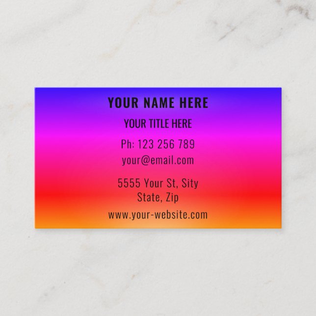 Personalised Colourful Business Card Your Company (Front)