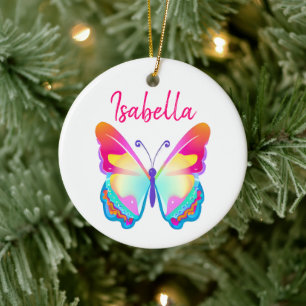 Personalised Colourful Butterfly Personalised Name Ceramic Ornament