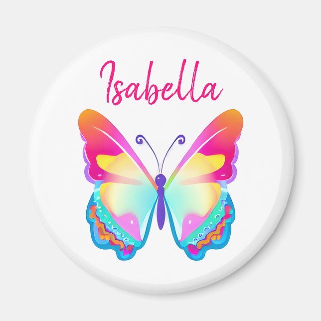 Personalised Colourful Butterfly Personalised Name Magnet (Front)