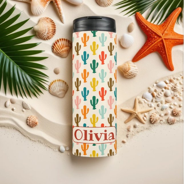 Personalised Colourful Cacti Silhouettes  Thermal Tumbler (Creator Uploaded)