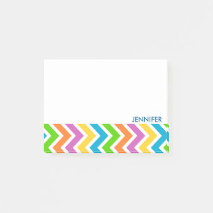Personalised Colourful Chevron Pattern Post-it Notes