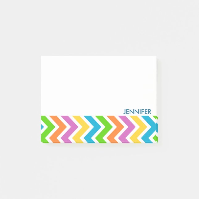 Personalised Colourful Chevron Pattern Post-it Notes (Front)