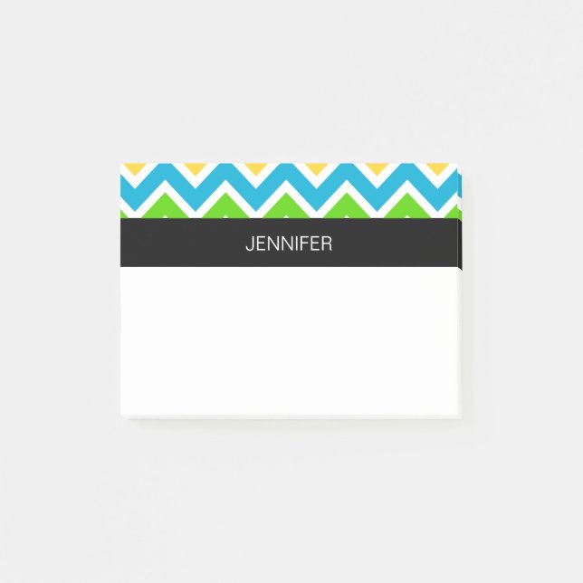 Personalised Colourful Chevron Pattern Post-it Notes (Front)
