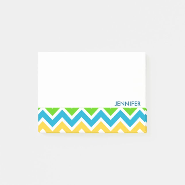 Personalised Colourful Chevron Pattern Post-it Notes (Front)
