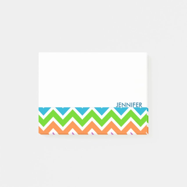 Personalised Colourful Chevron Pattern Post-it Notes (Front)