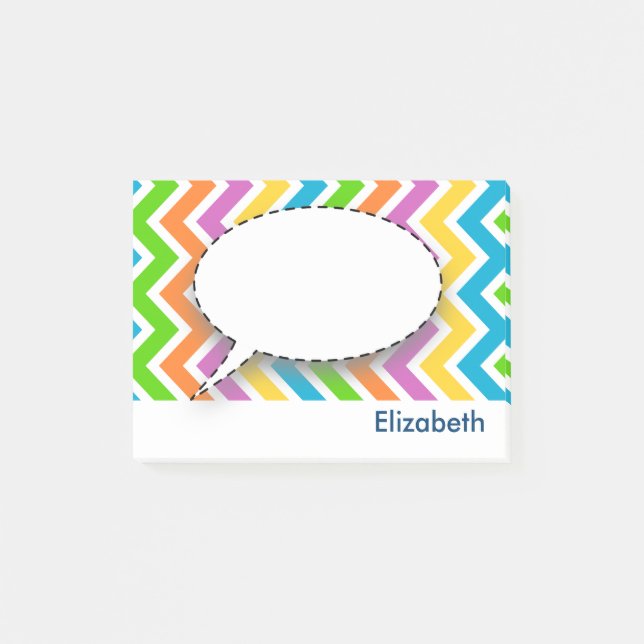 Personalised Colourful Chevron Pattern Post-it Notes (Front)