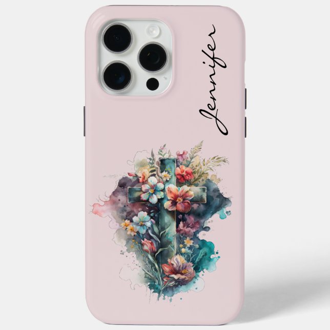 Personalised Colourful Christian Cross iPhone Case (Back)