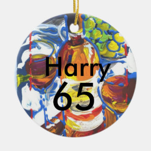 Personalised colourful Cocktail 65th birthday Name Ceramic Ornament