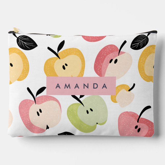 Personalised Colourful Cute Apple Pattern  Accessory Pouch (Front)