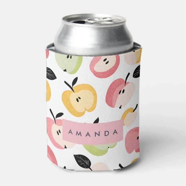 Personalised Colourful Cute Apple Pattern  Can Cooler (Can Front)