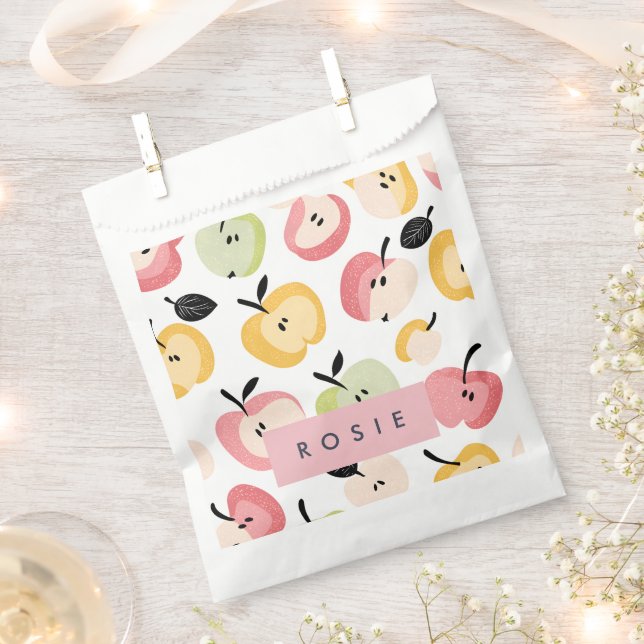 Personalised Colourful Cute Apple Pattern  Favour Bag (Clipped)