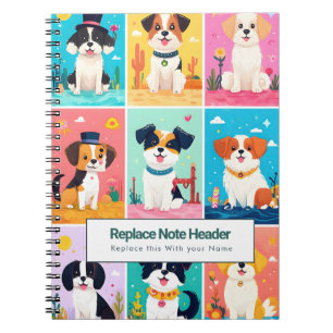 Personalised Colourful Cute Dogs Notebook