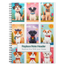 Personalised Colourful Cute Dogs Notebook