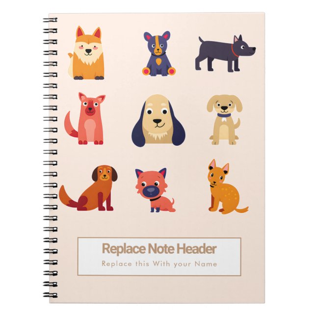 Personalised Colourful Cute Dogs Notebook (Front)