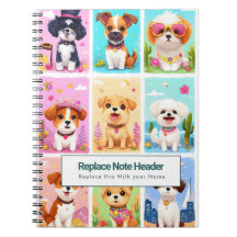 Personalised Colourful Cute Dogs Notebook