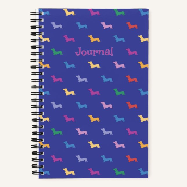 Personalised Colourful Dachshund Pattern Small Notebook (Front)