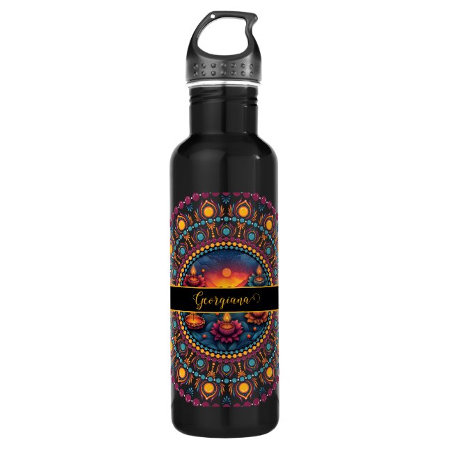 Personalised Colourful Diwali Festival Mandala 710 Ml Water Bottle (Front)