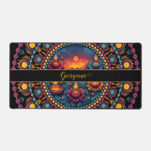 Personalised Colourful Diwali Festival Mandala Desk Mat
