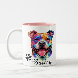 Personalised Colourful Dog Portrait Custom Pets Two-Tone Coffee Mug