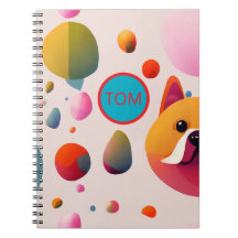 Personalised Colourful Dog & Shapes Kids Spiral