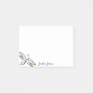 Personalised colourful dragonfly post-it notes