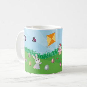 Personalised Colourful Easter Egg Hunt Bunny Chick Coffee Mug