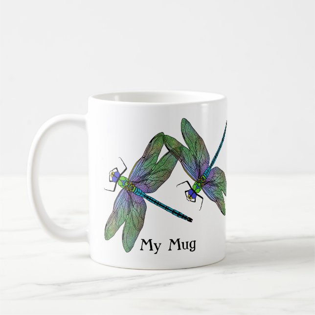 Personalised Colourful Emperor Dragonflies Coffee Mug (Left)