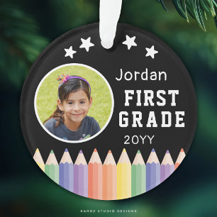 Personalised Colourful First Grade Keepsake Photo Ornament