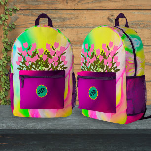 Personalised Colourful Floral Back-to-school Girls Printed Backpack