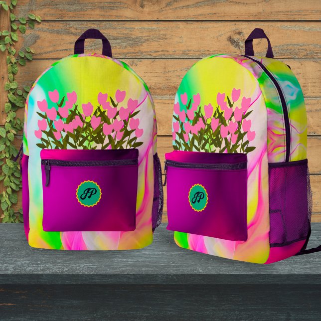 Personalised Colourful Floral Back-to-school Girls Printed Backpack (Creator Uploaded)
