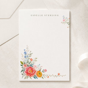 Personalised Colourful Floral Stationery Card