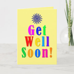 Personalised Colourful Floral Yellow Get Well Soon Card