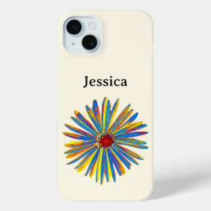 Personalised Colourful Flower Art Modern Pretty iPhone 15 Mini Case