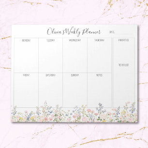 Personalised Colourful Flower Floral Weekly Planne Notepad