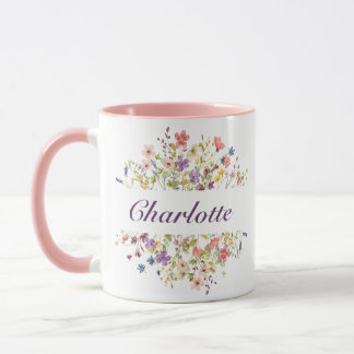 Personalised Colourful Flowers Mug