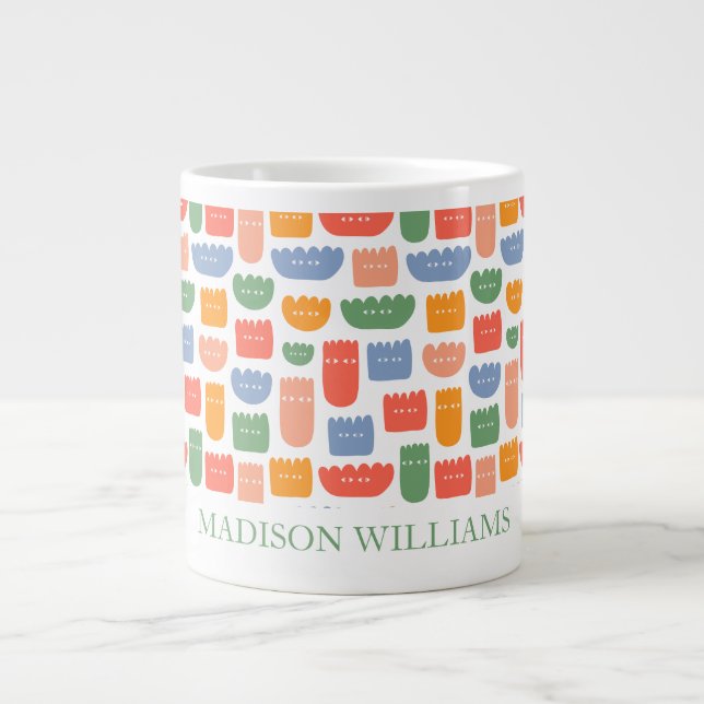 Personalised Colourful Flowers Mug | Custom Name G (Front)