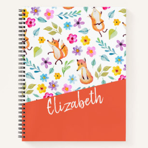 Personalised Colourful Fox Pattern - Orange Notebook