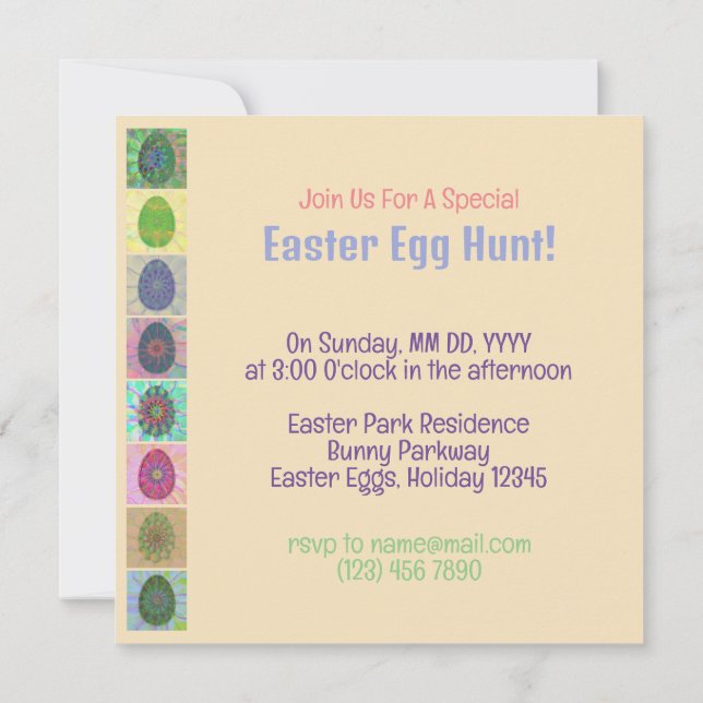 Personalised Colourful Fun Easter Egg Hunt Collage Invitation (Back)
