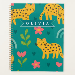 Personalised Colourful Fun Leopard Jungle Name Gif Planner