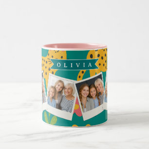 Personalised Colourful Fun Leopard Jungle Name Gif Two-Tone Coffee Mug