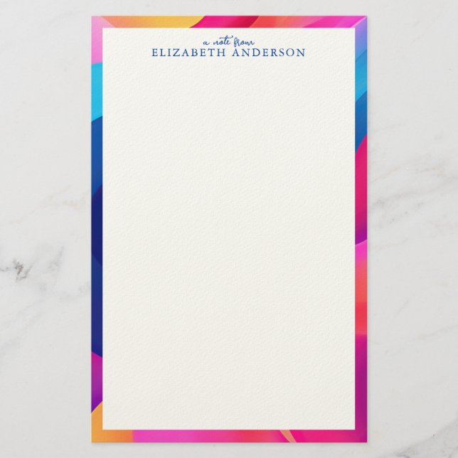 Personalised Colourful Geometric Border Stationery (Front)