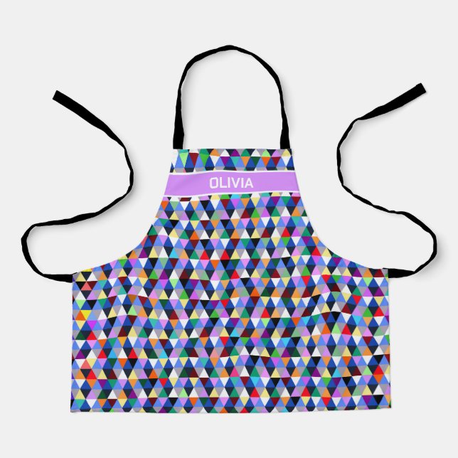 Personalised Colourful Geometric Pattern Apron (Front)