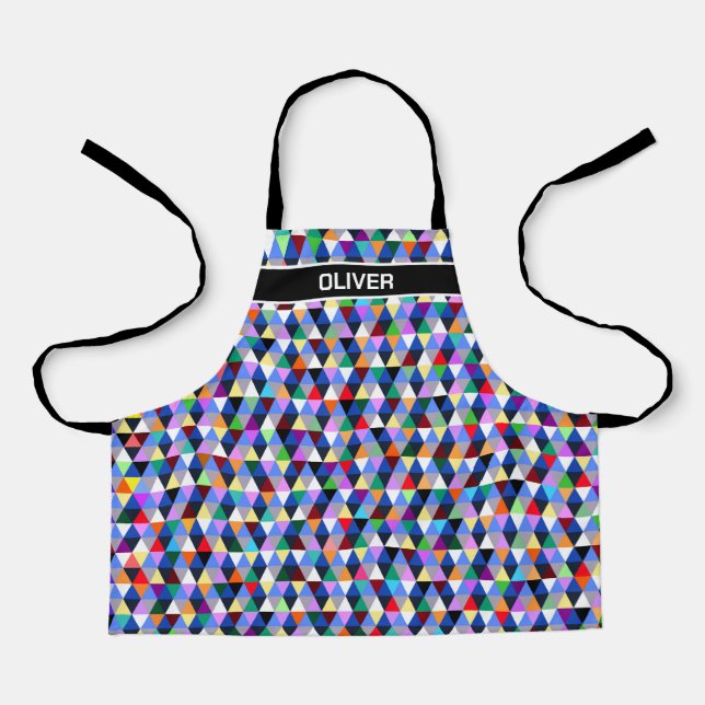 Personalised Colourful Geometric Pattern Apron (Front)
